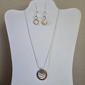925 Sterling Silver & 14k Gold Filled Graduated Circles Pendant + Earring Set